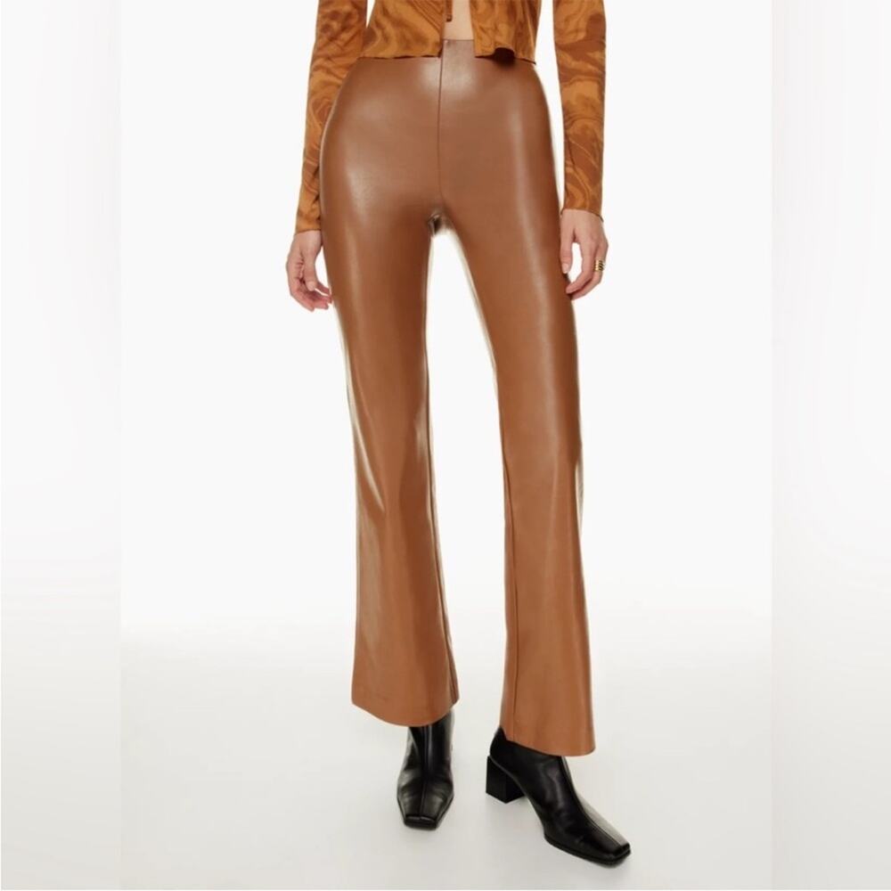 Aritzia Wilfred Roma Vegan Leather Pant faux leather brown flare